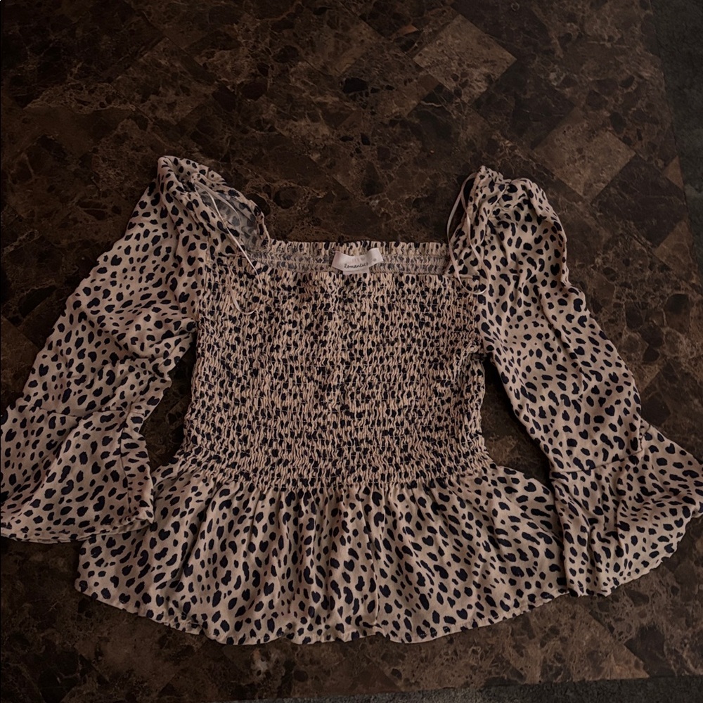 URBAN Romantics Leopard Print Smocked Top